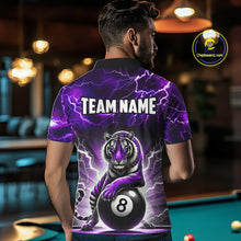 Load image into Gallery viewer, Lightning Thunder Tiger Custom Purple 8 Ball Pool Shirts For Men, Billiard Team League Jerseys TDM4815