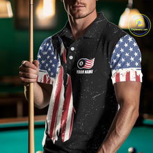 Load image into Gallery viewer, Personalized Grunge American Flag Men's Billiard Shirt Custom 8 Ball Pool Billiard Team Jersey TDM5243