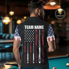 Load image into Gallery viewer, Personalized Grunge American Flag Men's Billiard Shirt Custom 8 Ball Pool Billiard Team Jersey TDM5243
