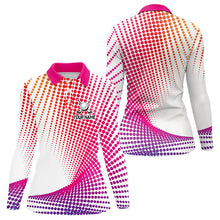 Load image into Gallery viewer, Personalized Pink Geometric Women Golf Shirt Short Sleeve Polo Shirts Ladies Golf Tops, Golfing Gifts TDM3257