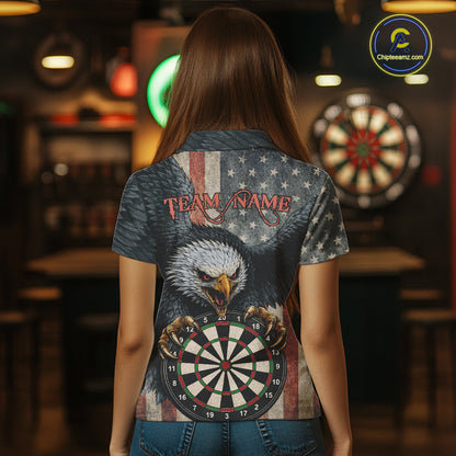 Personalized Vintage American Flag Eagle Darts Shirt For Women Custom Patriotic Darts Team Jerseys TDM5757