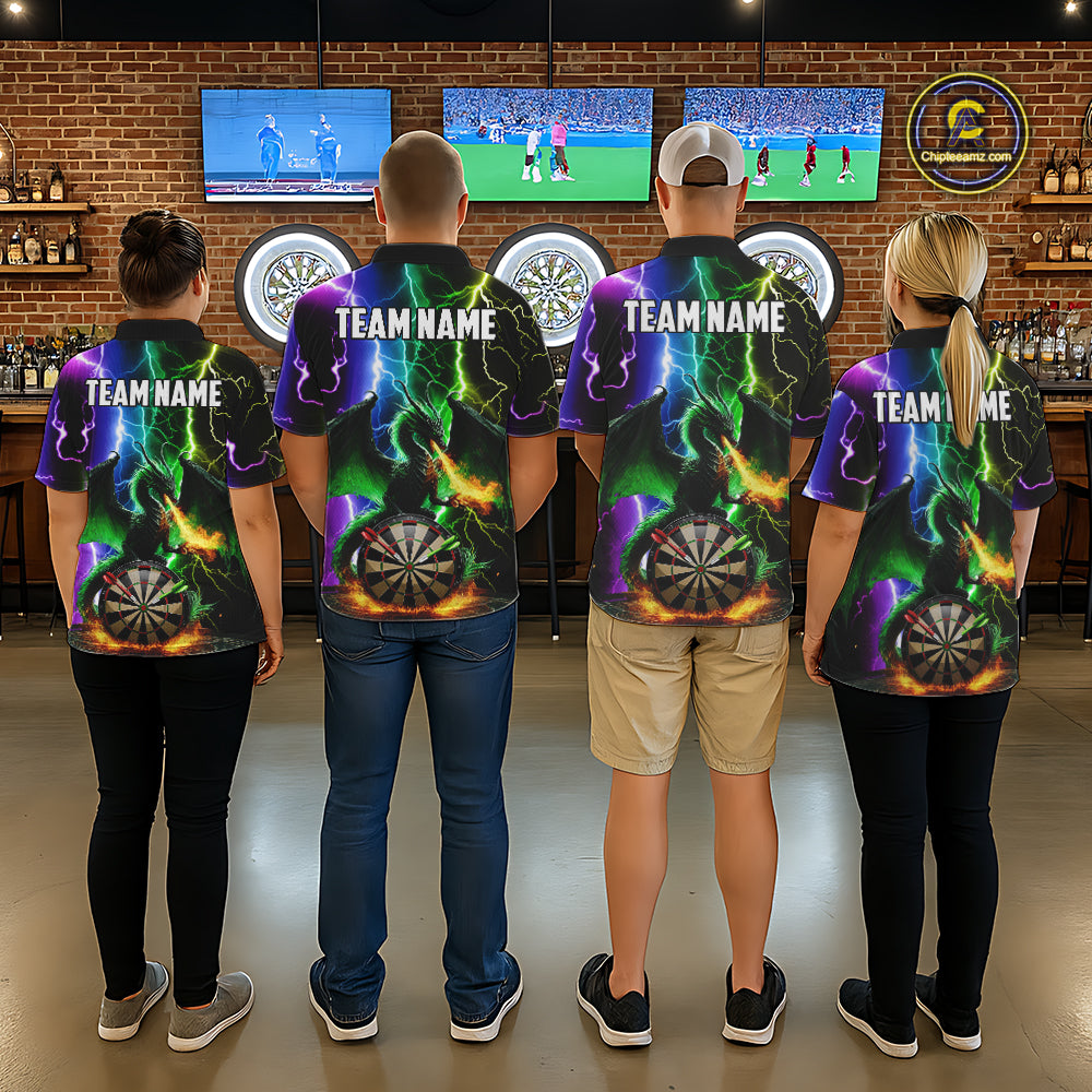 Colorful Lightning Dragon Darts Shirt For Women Custom Darts League Jersey Team Polo & 1/4 Zip TDM5761