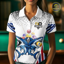 Load image into Gallery viewer, Funny Shark 8 Ball &amp; 9 Ball Pool Billiard Shirt For Women Custom Billiard Team Jersey Polo &amp; 1/4 Zip TDM5965