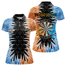Load image into Gallery viewer, Blue And Orange Icy Women Dart Shirt With Pocket Option Custom Dart Jersey TDM3757