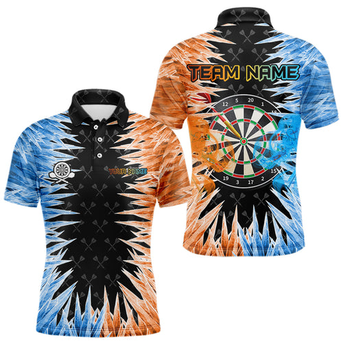 Blue And Orange Icy Men Dart Shirt With Pocket Option Custom Dart Jersey TDM3757