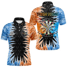 Load image into Gallery viewer, Blue And Orange Icy Men Dart Shirt With Pocket Option Custom Dart Jersey TDM3757