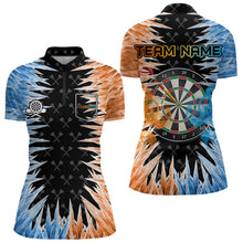 Load image into Gallery viewer, Blue And Orange Icy Women Dart Shirt With Pocket Option Custom Dart Jersey TDM3757