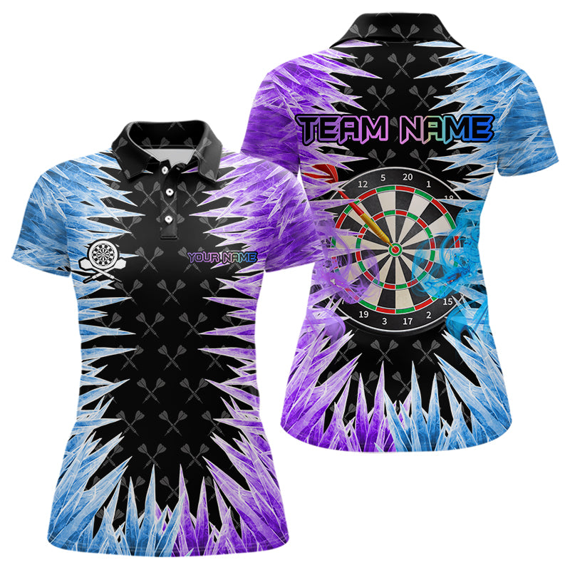 Blue And Purple Icy Women Dart Shirt With Pocket Option Custom Dart Jersey TDM3758
