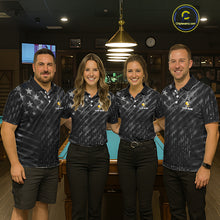 Load image into Gallery viewer, Black US Flag 9 Ball Fire Billiard Shirt For Men Custom Billiard Team Jersey Polo &amp; 1/4 Zip TDM6123