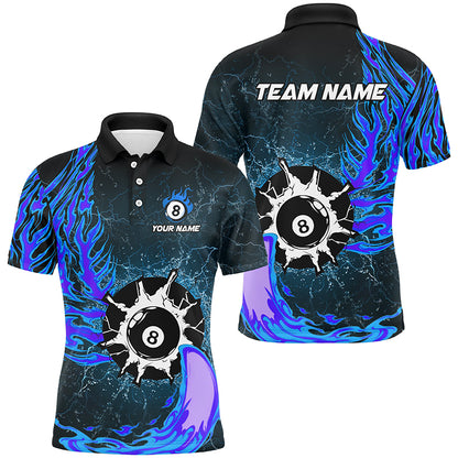 Personalized Multi-Color Funny 8 Ball Pool Fire Billiard Shirts For Pool Player, Billiard Jerseys TDM1636