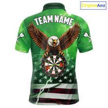 Load image into Gallery viewer, Green Lightning American Flag Eagle Dart Shirt With Pocket Option For Men TDM6552