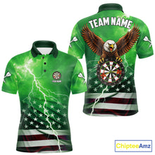 Load image into Gallery viewer, Green Lightning American Flag Eagle Dart Shirt With Pocket Option For Men TDM6552