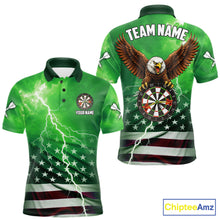 Load image into Gallery viewer, Green Lightning American Flag Eagle Dart Shirt With Pocket Option For Men TDM6552