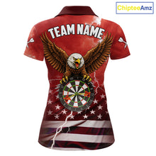 Load image into Gallery viewer, Red Lightning American Flag Eagle Dart Shirt With Pocket Option For Women TDM6553