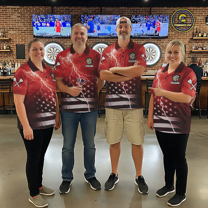 Red Lightning American Flag Eagle Dart Shirt With Pocket Option For Women TDM6553