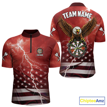 Red Lightning American Flag Eagle Dart Shirt With Pocket Option For Men TDM6553