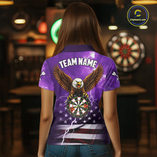Load image into Gallery viewer, Purple Lightning American Flag Eagle Dart Shirt With Pocket Option For Women TDM6554