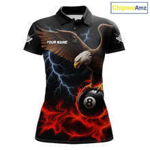 Load image into Gallery viewer, Red Flaming Eagle 8 Ball Pool Billiard Shirts For Women Custom Billiard Team Jersey Polo &amp; 1/4 Zip TDM6560
