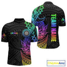 Load image into Gallery viewer, Personalized Rainbow Tribal Darts Polo &amp; Quarter Zip Custom Darts Shirt For Men Darts Team Jersey TDM4827