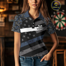 Load image into Gallery viewer, Blue Camo American Flag Darts Jersey For Women Custom Grunge Darts Shirt Team Polo &amp; Quarter Zip TDM5031