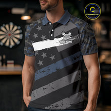 Load image into Gallery viewer, Blue Camo American Flag Darts Shirt For Men Custom Patriotic Darts Jersey Team Polo &amp; 1/4 Zip TDM5034