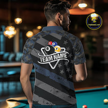 Load image into Gallery viewer, Blue Camo US Flag 8 Ball &amp; 9 Ball Pool Jersey For Men Custom Billiard Team Shirt Polo &amp; 1/4 Zip TDM5035