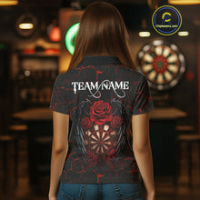Load image into Gallery viewer, Personalized Skeleton Couple And Roses Gothic Darts Shirt For Women Custom Dart Jersey Outfit|Red TDM5038