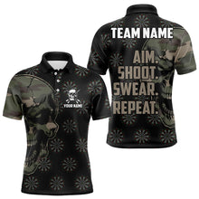 Load image into Gallery viewer, Funny Camo Darts Skull Aim Shoot Swear Repeat Custom Dart Shirts For Men, Vintage Dart Team Jerseys TDM3266