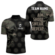 Load image into Gallery viewer, Funny Camo Darts Skull Aim Shoot Swear Repeat Custom Dart Shirts For Men, Vintage Dart Team Jerseys TDM3266
