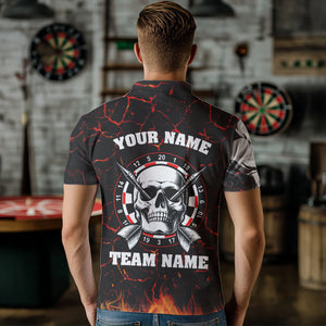 Personalized Red Fiery Crack Skull Dart Shirts Custom Scary Dart Shirts For Men Dart Jerseys TDM3267