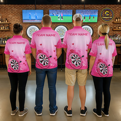 Personalized Pink Roses Darts Jersey For Men Custom Valentine Darts Shirts, Best Darts Gifts TDM5767