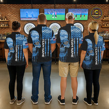 Load image into Gallery viewer, Blue Camo Skull American Flag Dart Shirt For Women Custom Patriotic Dart Jersey Team Polo &amp; 1/4 Zip TDM5772