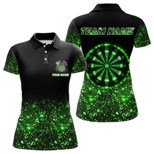 Load image into Gallery viewer, Custom Green Glowing Patrick Day Dart Shirts For Women, Shamrock Dart Jerseys TDM3612