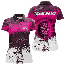 Load image into Gallery viewer, Pink Grunge Fire Dart Shirts For Women Custom Darts Jerseys Polo &amp; 1/4 Zip TDM3767