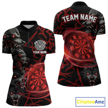 Load image into Gallery viewer, Personalized Wolf Dart Shirts For Women Custom Lights Dartboard Darts Team Jerseys |Red TDM4038