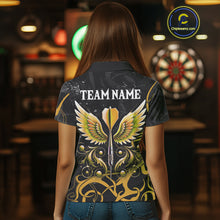 Load image into Gallery viewer, Yellow Black Custom Wings Darts Shirts For Women, Darts Jersey Pocket Option TDM4042