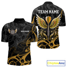 Load image into Gallery viewer, Yellow Black Custom Wings Darts Shirts For Men, Darts Jersey Pocket Option TDM4042