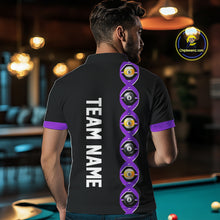 Load image into Gallery viewer, DNA Billiard 8 Ball &amp; 9 Ball Shirts For Men Custom Funny Pool Jerseys Team Polo &amp; 1/4 Zip |Purple TDM4393