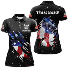 Load image into Gallery viewer, Personalized Galaxy American Flag Darts Shirts For Women Custom Patriotic Darts Team Jerseys |Black TDM2283