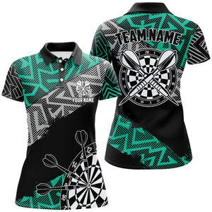 Custom Darts Shirts For Women Personalized Zig-Zag Pattern Dart Jerseys, Cool Dart Shirts |Turquoise TDM2792