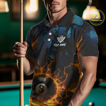 Load image into Gallery viewer, Personalized Fire Cracks 8 Ball Billiard Shirt For Men Custom 8 Ball Pool Jersey Polo &amp; 1/4 Zip TDM5045