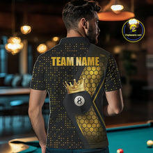 Load image into Gallery viewer, Personalized Gold 8 Ball Pool Crown Hexagon Billiard Shirt For Men, Billiard League Team Jersey TDM5048