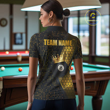 Load image into Gallery viewer, Personalized Gold 8 Ball Pool Crown Hexagon Billiard Shirt For Women, Billiard League Team Jersey TDM5048