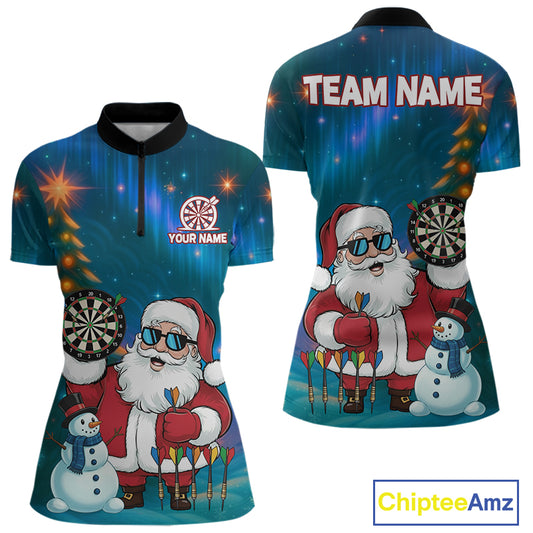 Funny Santa Christmas Darts Shirt For Women Custom Xmas Dart Jerseys, Gifts For Darts Player TDM5272