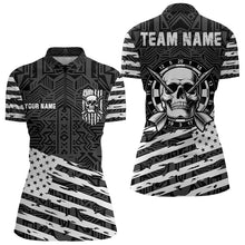 Load image into Gallery viewer, Personalized Black White US Flag Skull Dart Shirts For Women Custom Patriotic Cool Dart Team Jerseys TDM3275