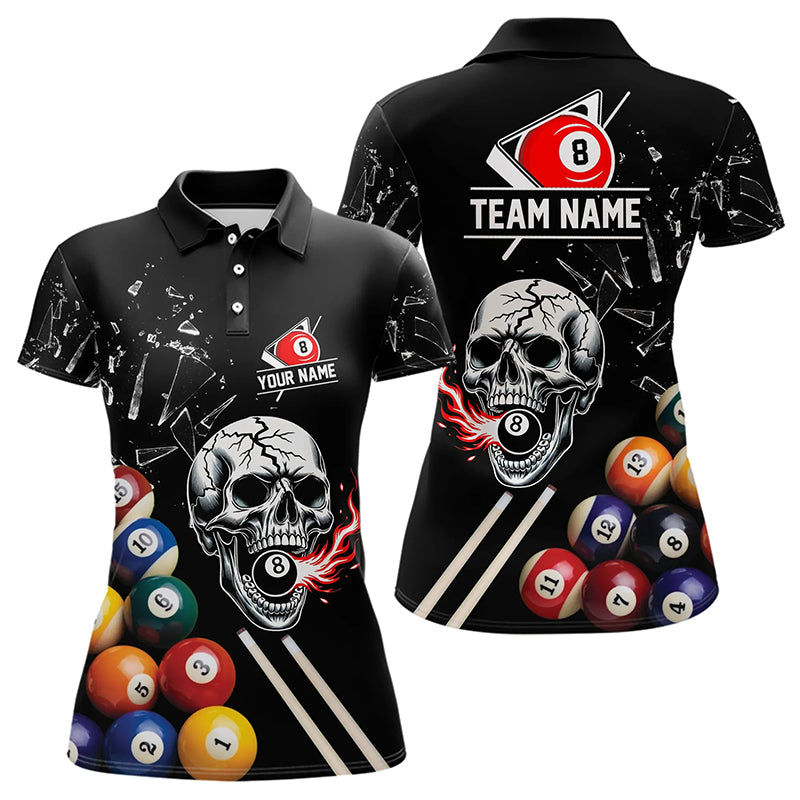 Personalized Break Glass Skull Billiard Shirts For Women Custom Funny 3D Pool Balls Billiard Jerseys TDM3279