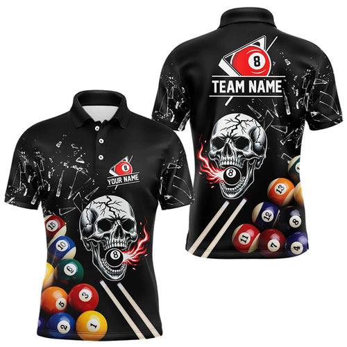 Personalized Break Glass Skull Billiard Shirts For Men Custom Funny 3D Pool Balls Billiard Jerseys TDM3279