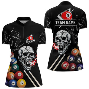 Personalized Break Glass Skull Billiard Shirts For Women Custom Funny 3D Pool Balls Billiard Jerseys TDM3279