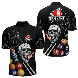 Personalized Break Glass Skull Billiard Shirts For Men Custom Funny 3D Pool Balls Billiard Jerseys TDM3279