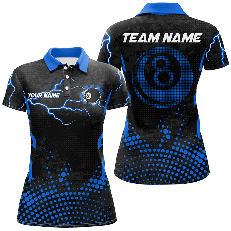 Personalized Blue 8 Ball Point 3D Billiard Women Polo Shirts Best Custom Billiards Apparel Clothing TDM0947